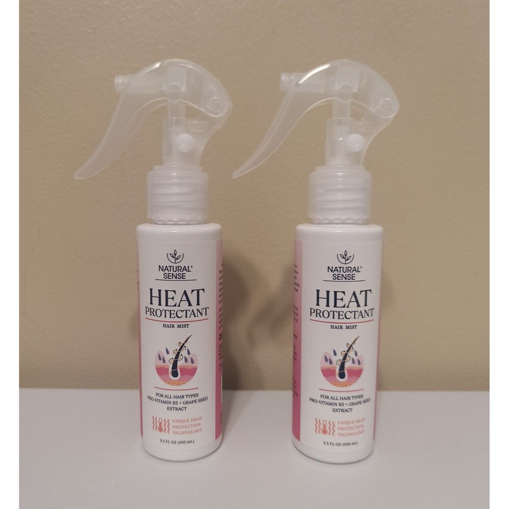 Natural Sense Heat Protectant Hair Mist Spray All Hair Types 3.3 fl oz 2 pack